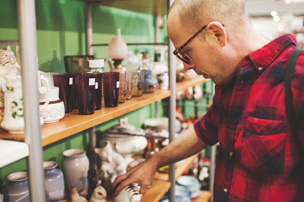 Man shopping in thrift store