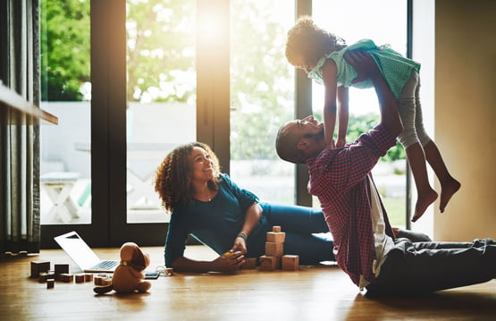 Family enjoying life at home