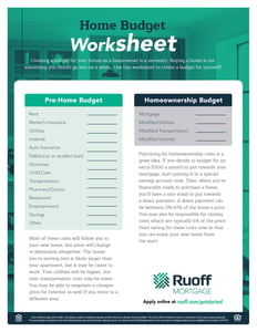 Home Budget Worksheet