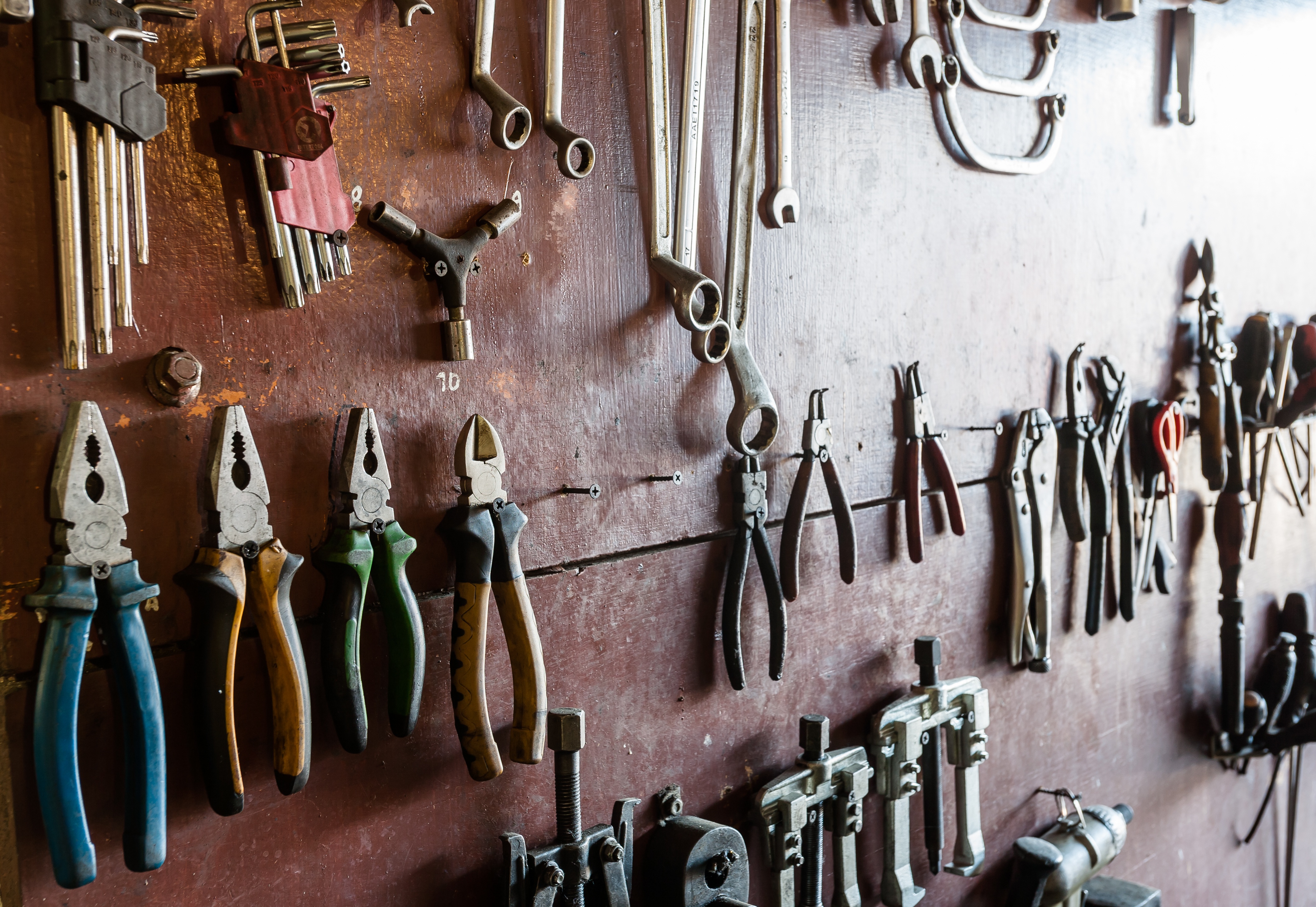 tools hanging on a wall