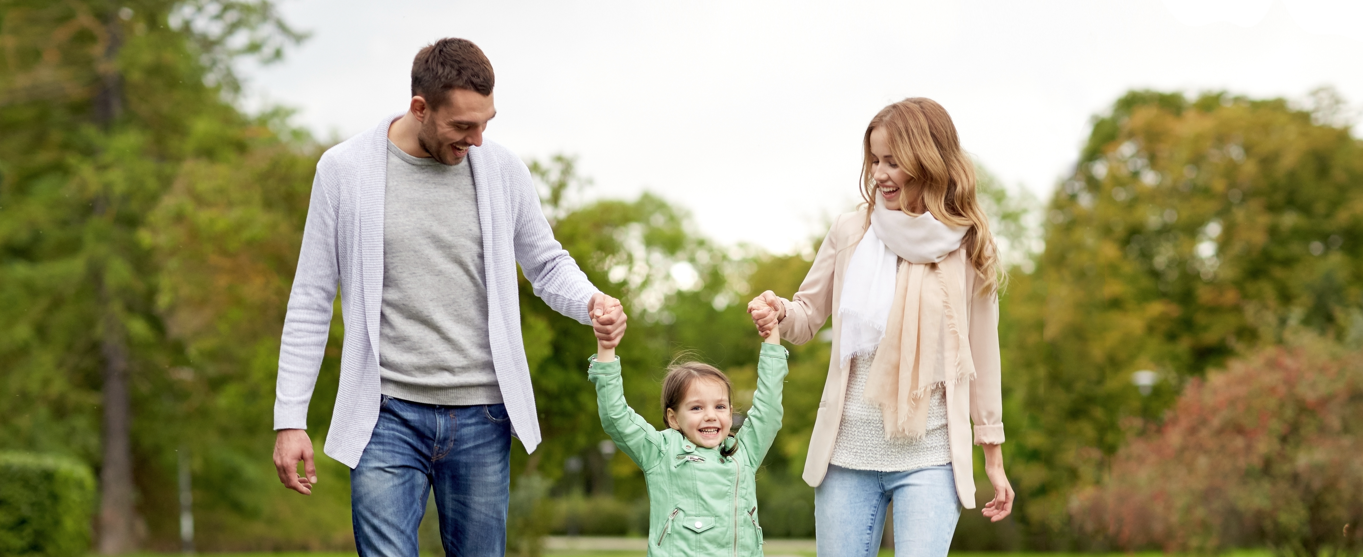 Family taking a walk.